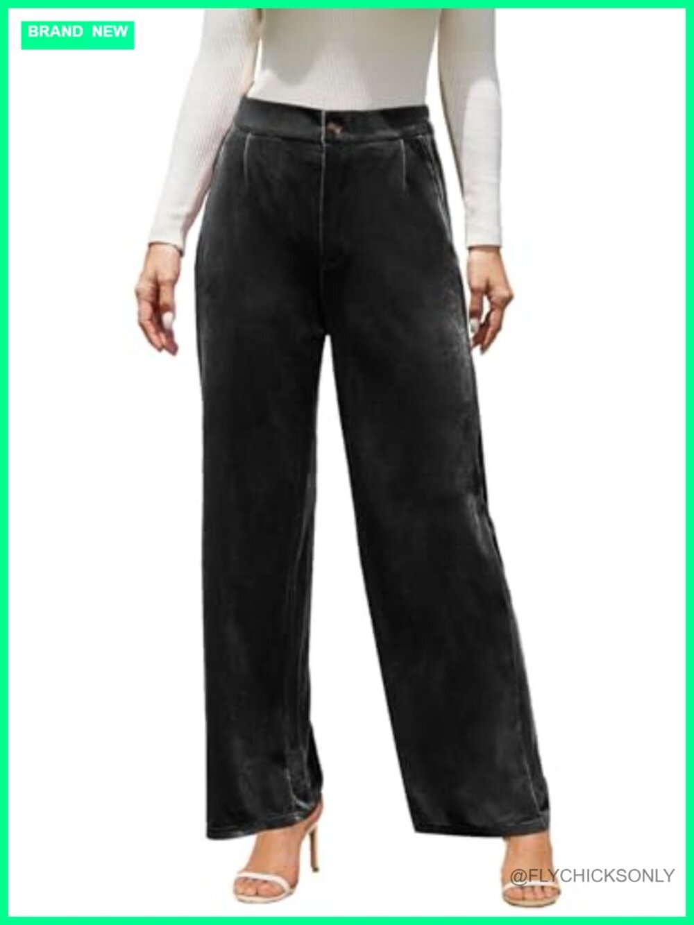 Velvet Wide Leg Palazzo Pants High Waisted Stretchy Dressy Trousers